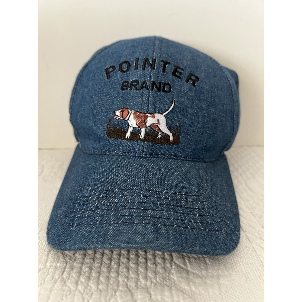 Rare Vintage Pointer Brand Denim Embroidered Hat Cap Retired USA Dog‎ Ex